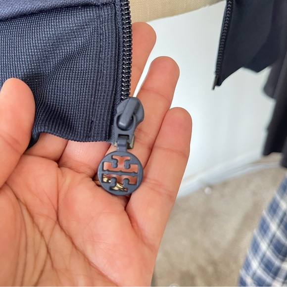 Tory Burch Sport Navy Blue Jacket size Small NWOT Ruffle Trim - Picture 6 of 11